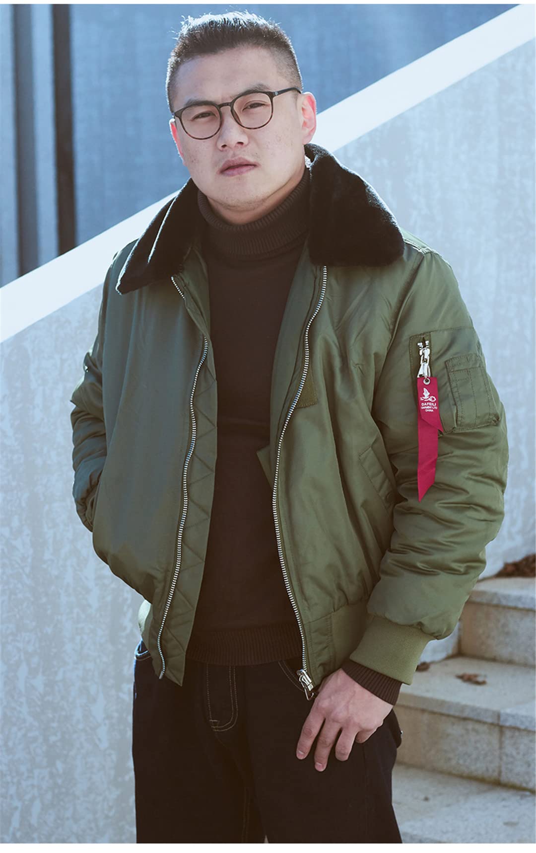 Women Men Oversize Bomber Jackt Detachable Fur Collar Coat Thick